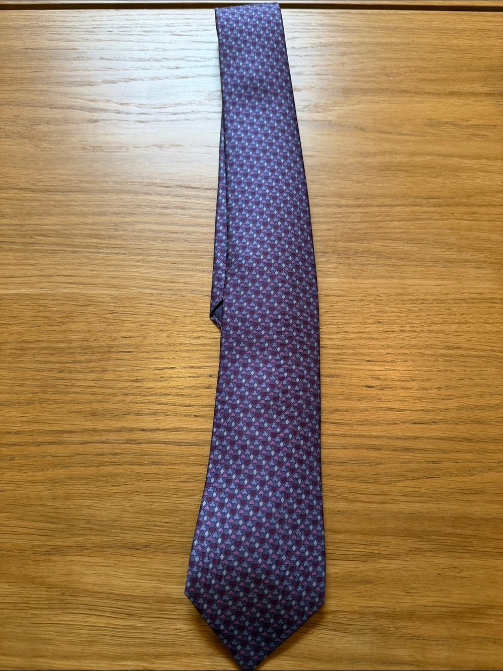 Men's Hermes Purple Patterned Silk Tie